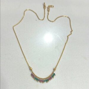Elegant Gold Necklace with Multicolor Beads